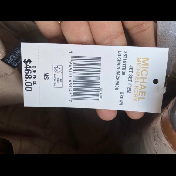 Michael Kors Backpack Jet Set MK Logo Large Chain Backpack Brown - Picture 7 of 11